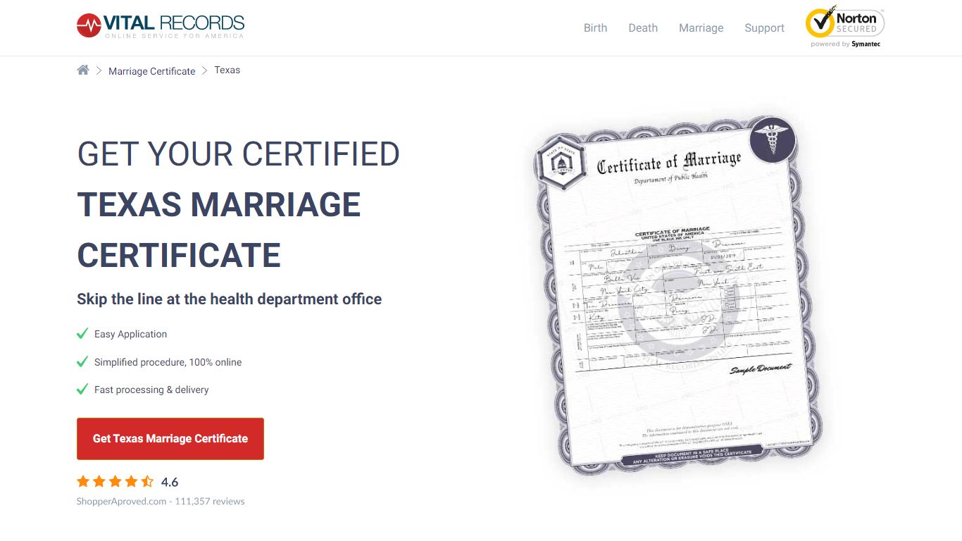 Get Your Certified Texas Marriage Certificate - Vital Records Online