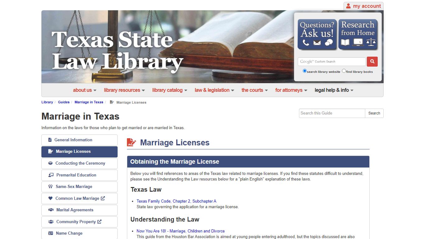 Guides: Marriage in Texas: Marriage Licenses